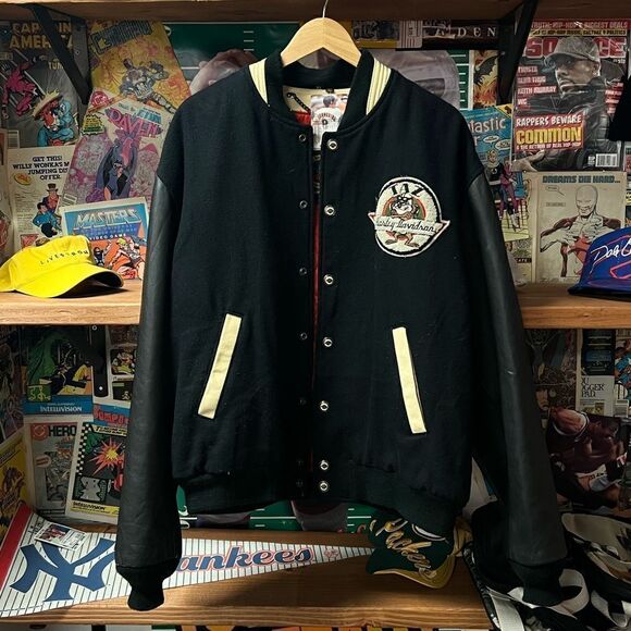 Harley Davidson Taz Motorcycle Leather Letterman Jacket Sz XL 1950 FL Vintage - Picture 3 of 9